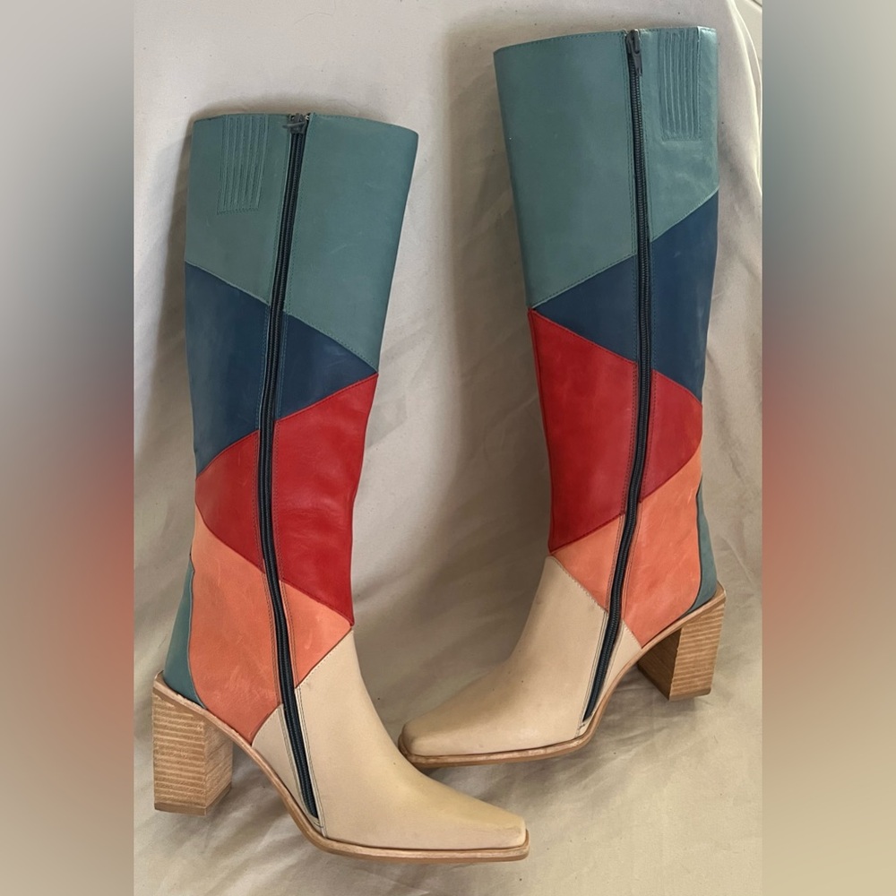 Jeffrey. Campbell RARE PATCHWORK CALIMITY KNEE HIGH HEEL BOOTS 8 HOT! - Picture 13 of 14
